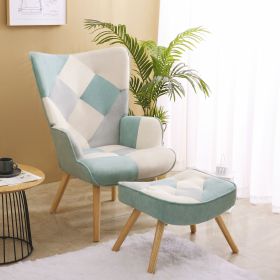 Accent Chair with Ottoman Splicing Cloth Surface