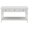 Classic Retro Style Console Table with Three Top Drawers and Open Style Bottom Shelf (Antique White)