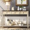 Console Table Sofa Table with Drawers (Beige)