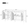 Large Storage Space Sideboard with Artificial Rattan Door and Metal Handles for Living Room and Entryway (Gray)