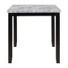 Faux Marble 5-Piece Dining Set Table with 4 Thicken Cushion, White/Beige+Black