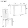 Faux Marble 5-Piece Dining Set Table with 4 Thicken Cushion, White/Beige+Black
