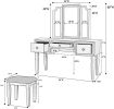 Classic Cherry Color Vanity Set w Stool 3- Storage Drawers, Tri-Fold Mirror