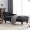 Button Tufted Velvet Chaise Lounge with Nailhead Trim, Solid Wood Legs