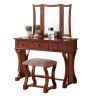 Unique Modern Bedroom Vanity Set w Stool Foldable Mirror Drawers Cherry Color