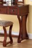 Unique Modern Bedroom Vanity Set w Stool Foldable Mirror Drawers Cherry Color