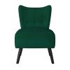 Green Velvet Covering Accent Chair Button-Tufted Back Brown Finish Wood Legs