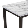 Faux Marble 5-Piece Dining Set Table with 4 Thicken Cushion, White/Beige+Black