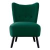 Green Velvet Covering Accent Chair Button-Tufted Back Brown Finish Wood Legs