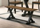 1pc Bench ONLY; Farmhouse Design Antique Oak / Antique Black Two-Tone Y-Shaped Legs Kitchen Dining Room Furniture