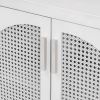 Large Storage Space Sideboard with Artificial Rattan Door (White)