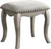 Contemporary Antique White Color Vanity Set w Stool Retro Style Drawers