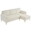 Rhombus Electroplated Golden Tripod Legs Indoor Modular Sofa Beige