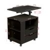 Height Adjustable Overbed End Table Wooden Nightstand with Swivel