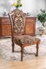 Traditional Set of 2pcs Side Chairs Brown Cherry Solid Wood Floral Design