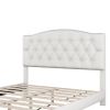 Upholstered Platform Bed with Saddle Curved Headboard and Diamond Tufted Details; Queen; Beige