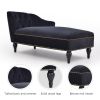 Button Tufted Velvet Chaise Lounge with Nailhead Trim, Solid Wood Legs