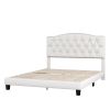 Upholstered Platform Bed with Saddle Curved Headboard and Diamond Tufted Details; Queen; Beige