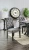 Classic Antique Black / Gray Set of 2 Side Chairs Button Tufted Linen