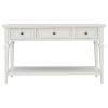 Classic Retro Style Console Table with Three Top Drawers and Open Style Bottom Shelf (Antique White)
