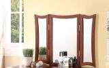 Unique Modern Bedroom Vanity Set w Stool Foldable Mirror Drawers Cherry Color