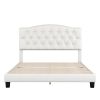Upholstered Platform Bed with Saddle Curved Headboard and Diamond Tufted Details; Queen; Beige