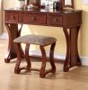 Unique Modern Bedroom Vanity Set w Stool Foldable Mirror Drawers Cherry Color