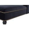 Button Tufted Velvet Chaise Lounge with Nailhead Trim, Solid Wood Legs