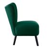 Green Velvet Covering Accent Chair Button-Tufted Back Brown Finish Wood Legs