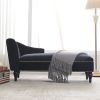 Button Tufted Velvet Chaise Lounge with Nailhead Trim, Solid Wood Legs