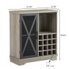 Single Door Wine Cabinet With 16 Wine Storage Compartments (Gray; 31.50" W*13.78" D*35.43" H)