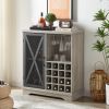 Single Door Wine Cabinet With 16 Wine Storage Compartments (Gray; 31.50" W*13.78" D*35.43" H)