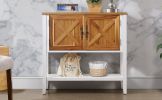 35'' Farmhouse Wood Buffet Sideboard Console Table with Bottom Shelf and 2-Door Cabinet; for Living Room; Entryway; Kitchen Dining Room Furniture (Ant