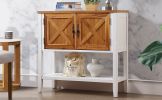 35'' Farmhouse Wood Buffet Sideboard Console Table with Bottom Shelf and 2-Door Cabinet; for Living Room; Entryway; Kitchen Dining Room Furniture (Ant