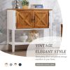 35'' Farmhouse Wood Buffet Sideboard Console Table with Bottom Shelf and 2-Door Cabinet; for Living Room; Entryway; Kitchen Dining Room Furniture (Ant